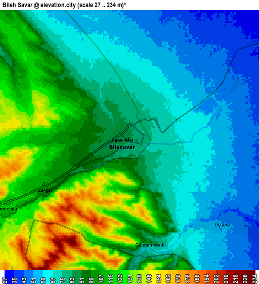 Zoom OUT 2x Bīleh Savār, Iran elevation map