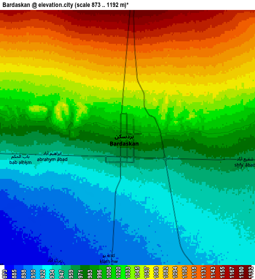 Zoom OUT 2x Bardaskan, Iran elevation map