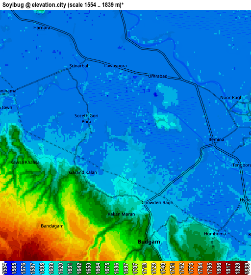 Zoom OUT 2x Soyībug, India elevation map