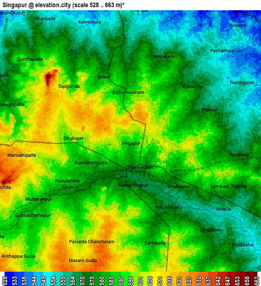 Zoom OUT 2x Singāpur, India elevation map