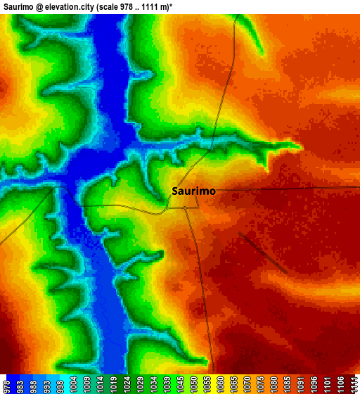 Zoom OUT 2x Saurimo, Angola elevation map