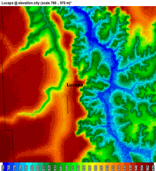 Zoom OUT 2x Lucapa, Angola elevation map