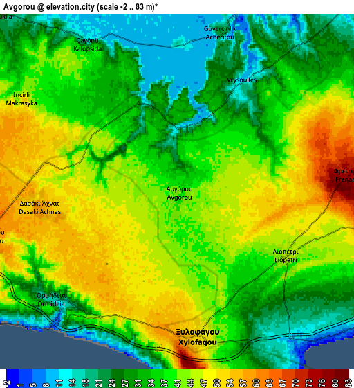 Zoom OUT 2x Avgórou, Cyprus elevation map