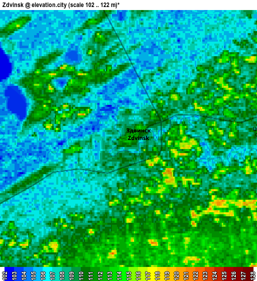 Zoom OUT 2x Zdvinsk, Russia elevation map