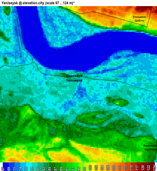 Zoom OUT 2x Yeniseysk, Russia elevation map