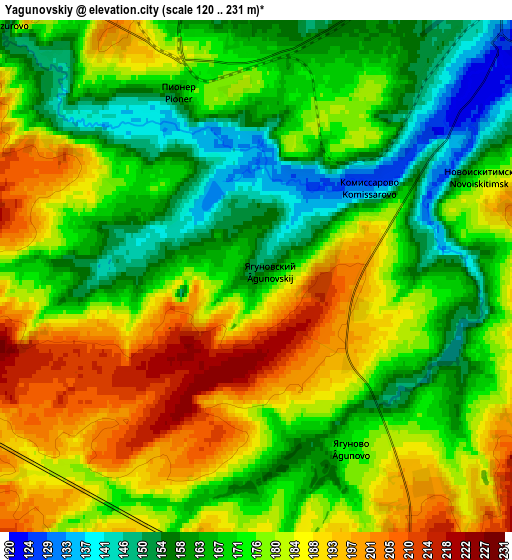 Zoom OUT 2x Yagunovskiy, Russia elevation map