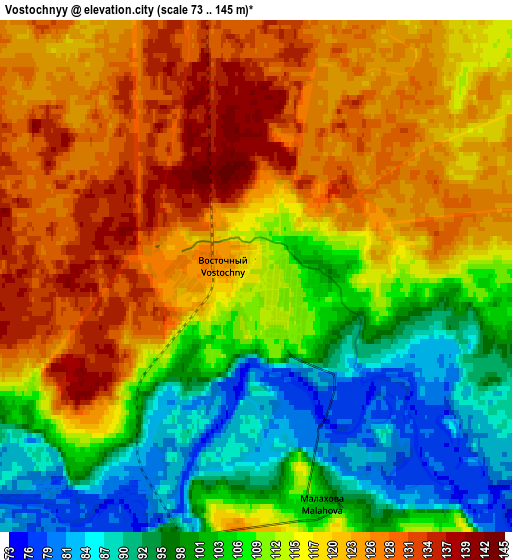 Zoom OUT 2x Vostochnyy, Russia elevation map