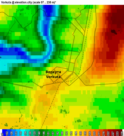 Zoom OUT 2x Vorkuta, Russia elevation map