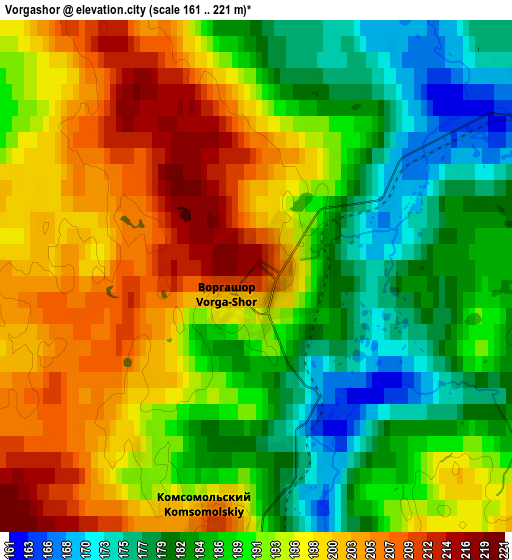 Zoom OUT 2x Vorgashor, Russia elevation map