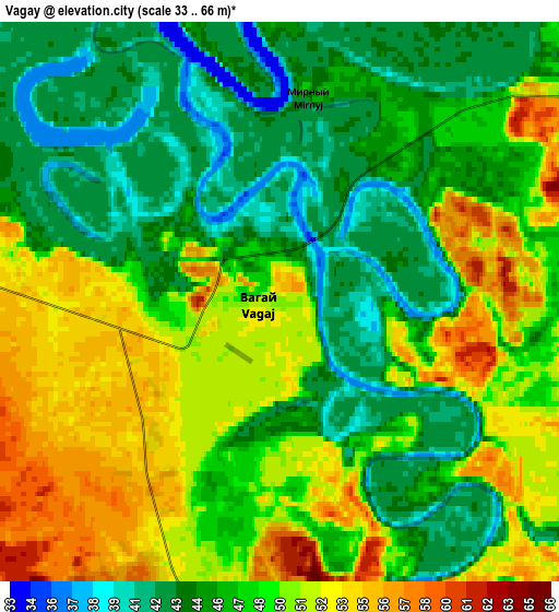 Zoom OUT 2x Vagay, Russia elevation map