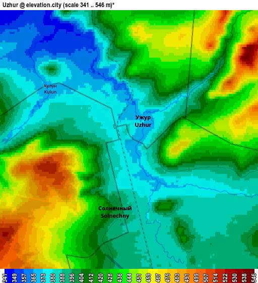 Zoom OUT 2x Uzhur, Russia elevation map