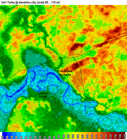 Zoom OUT 2x Ust’-Tarka, Russia elevation map