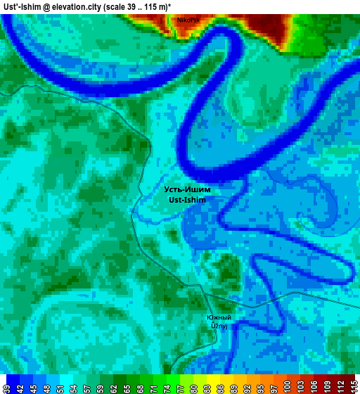 Zoom OUT 2x Ust’-Ishim, Russia elevation map