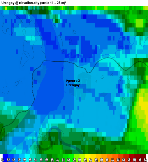 Zoom OUT 2x Urengoy, Russia elevation map