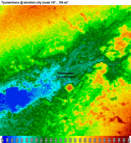 Zoom OUT 2x Tyumentsevo, Russia elevation map