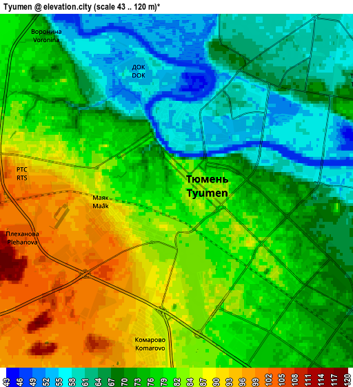 Zoom OUT 2x Tyumen, Russia elevation map