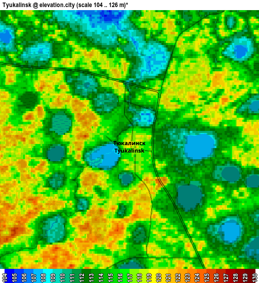 Zoom OUT 2x Tyukalinsk, Russia elevation map