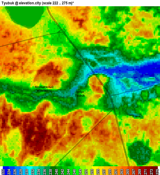 Zoom OUT 2x Tyubuk, Russia elevation map