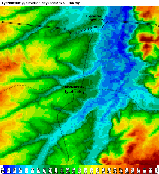 Zoom OUT 2x Tyazhinskiy, Russia elevation map