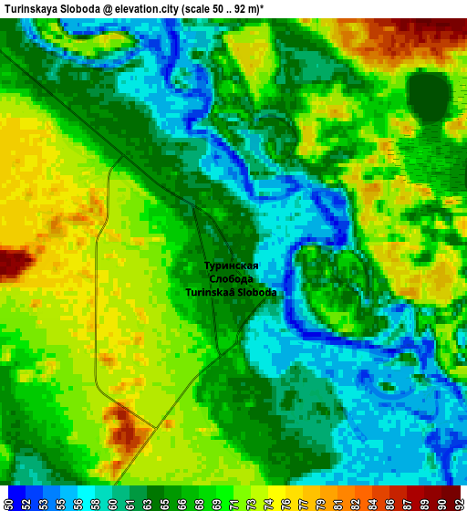 Zoom OUT 2x Turinskaya Sloboda, Russia elevation map