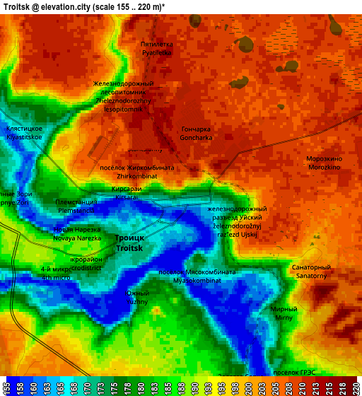 Zoom OUT 2x Troitsk, Russia elevation map