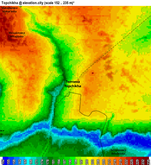 Zoom OUT 2x Topchikha, Russia elevation map