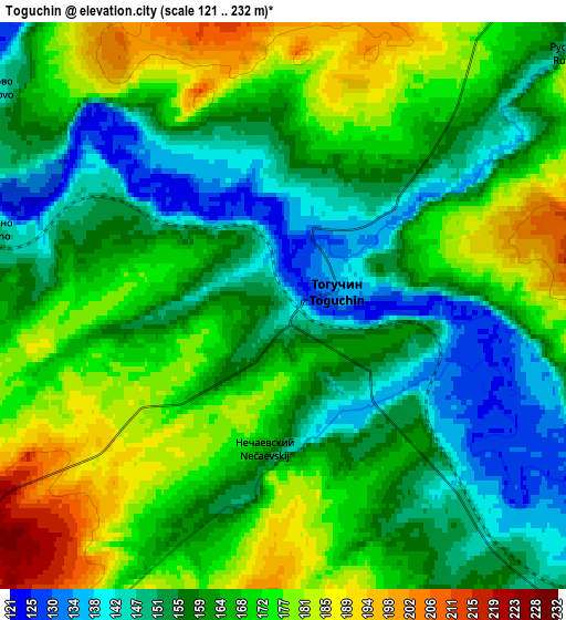 Zoom OUT 2x Toguchin, Russia elevation map