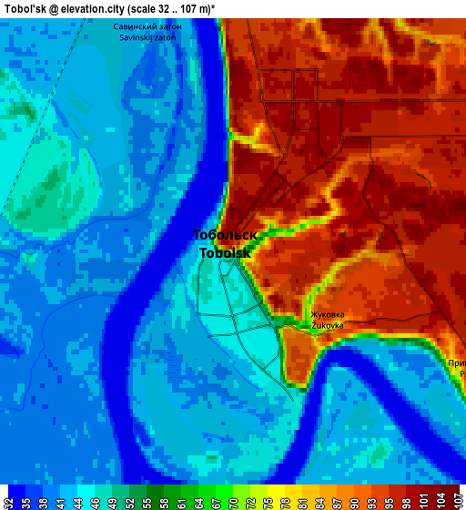 Zoom OUT 2x Tobol’sk, Russia elevation map