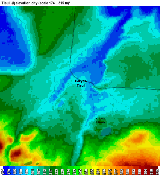 Zoom OUT 2x Tisul’, Russia elevation map