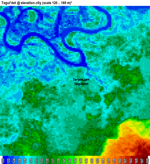 Zoom OUT 2x Tegul’det, Russia elevation map