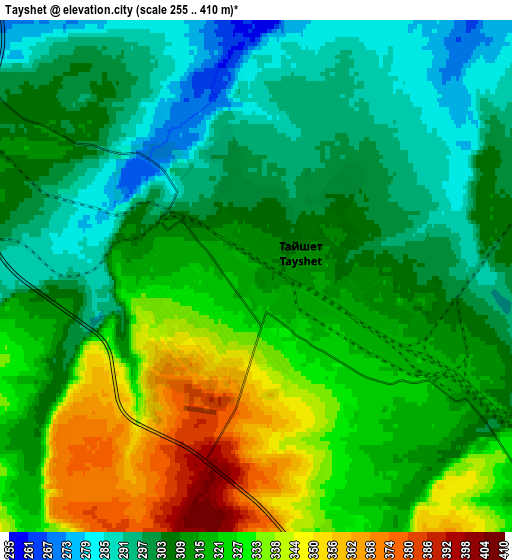 Zoom OUT 2x Tayshet, Russia elevation map