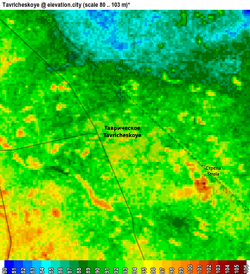 Zoom OUT 2x Tavricheskoye, Russia elevation map