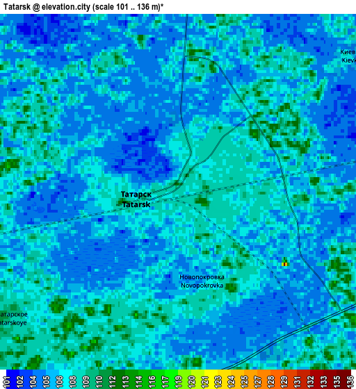 Zoom OUT 2x Tatarsk, Russia elevation map