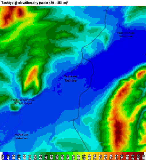 Zoom OUT 2x Tashtyp, Russia elevation map