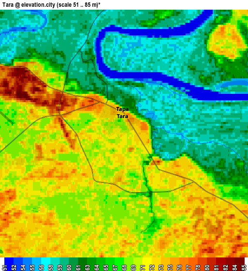 Zoom OUT 2x Tara, Russia elevation map