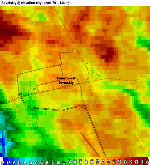 Zoom OUT 2x Sovetskiy, Russia elevation map