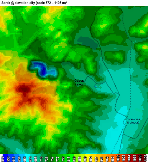 Zoom OUT 2x Sorsk, Russia elevation map