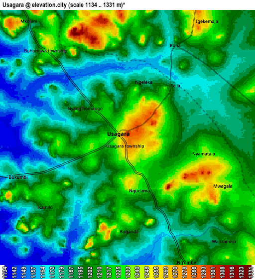 Zoom OUT 2x Usagara, Tanzania elevation map