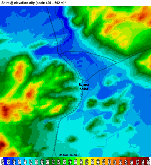 Zoom OUT 2x Shira, Russia elevation map