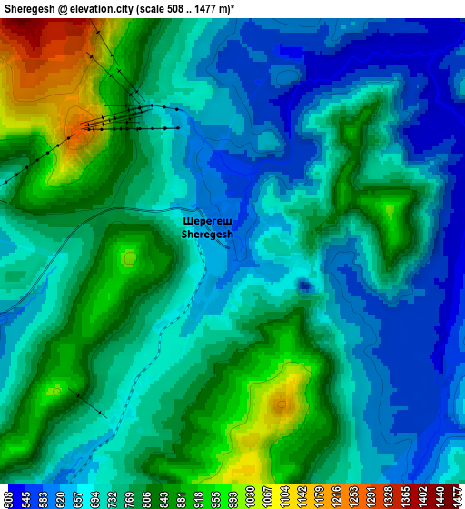 Zoom OUT 2x Sheregesh, Russia elevation map