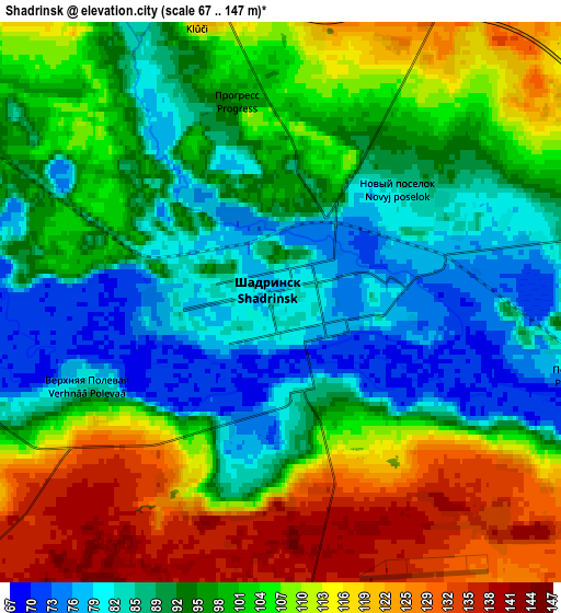 Zoom OUT 2x Shadrinsk, Russia elevation map