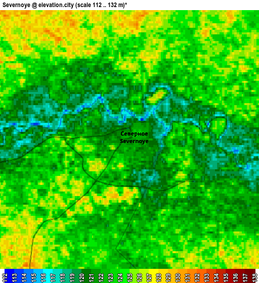 Zoom OUT 2x Severnoye, Russia elevation map