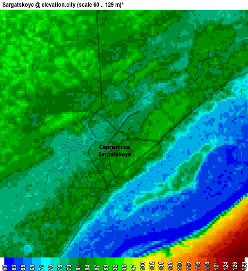 Zoom OUT 2x Sargatskoye, Russia elevation map