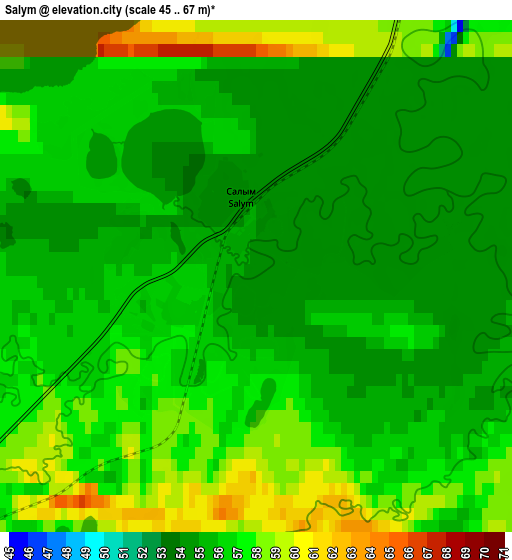 Zoom OUT 2x Salym, Russia elevation map