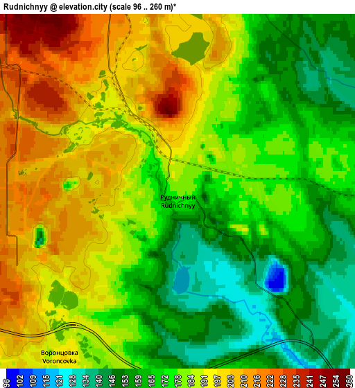 Zoom OUT 2x Rudnichnyy, Russia elevation map