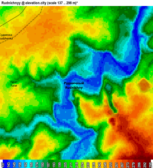 Zoom OUT 2x Rudnichnyy, Russia elevation map