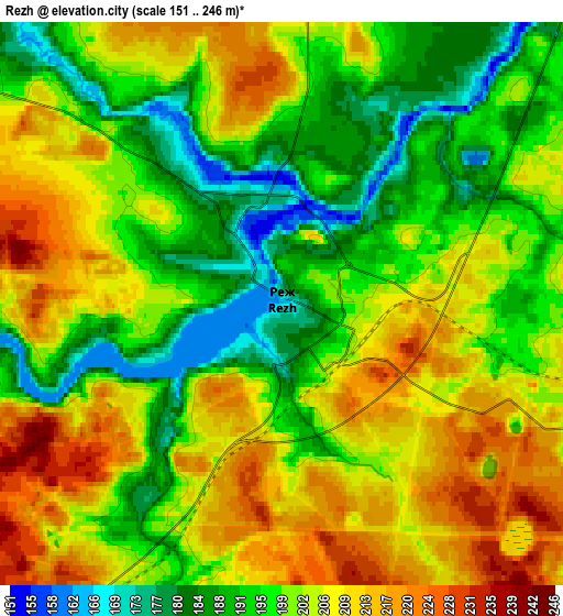 Zoom OUT 2x Rezh, Russia elevation map