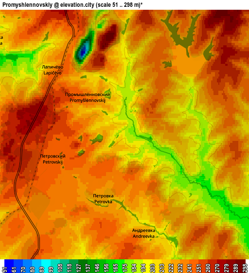 Zoom OUT 2x Promyshlennovskiy, Russia elevation map