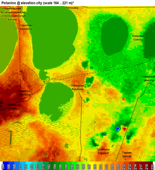 Zoom OUT 2x Potanino, Russia elevation map