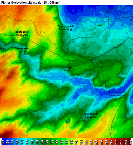 Zoom OUT 2x Pioner, Russia elevation map